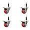 Service Caster 3'' Red Poly Swivel 3/4'' Expanding Stem Caster Set Total Lock Brake, 4PK SCC-EXTTL20S314-PPUB-RED-34-4 - alternate 1